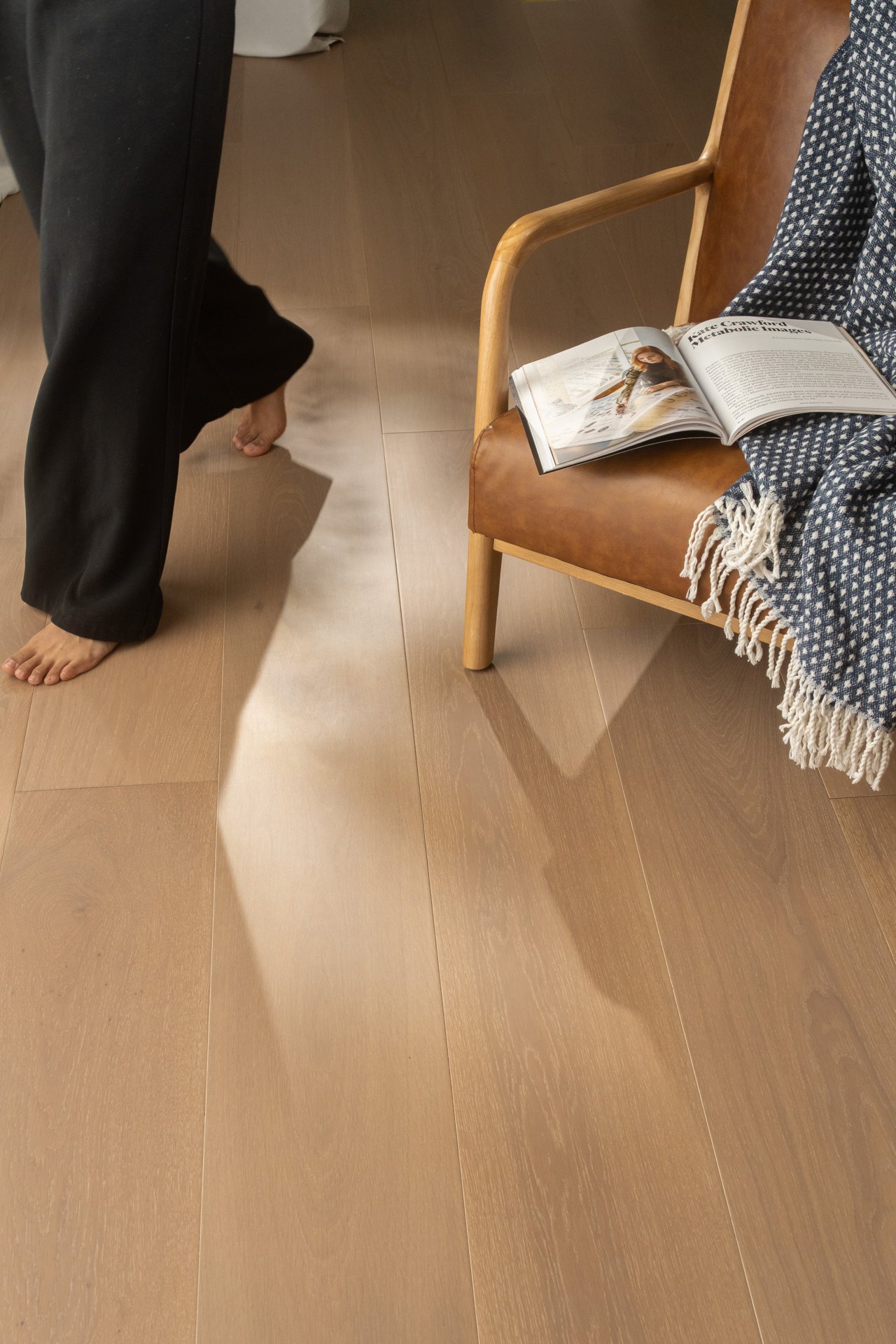 Flooring inspiration beside a reading chair