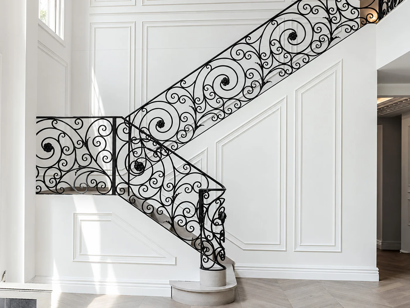 Integrated iron handrail